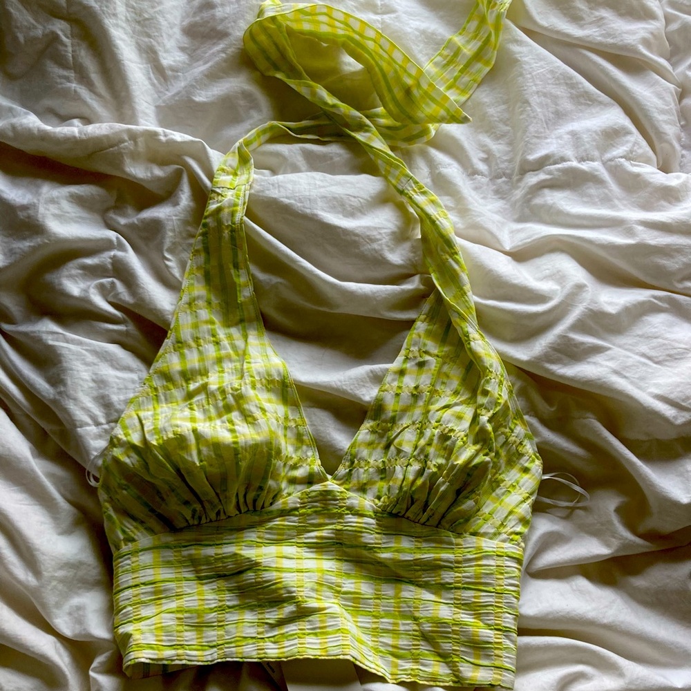 Bershka lime halter top M NWT
